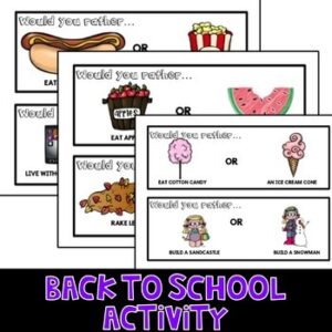 Back to School Activity Would You Rather? Cards