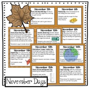 November Activities: Everyday is a Holiday