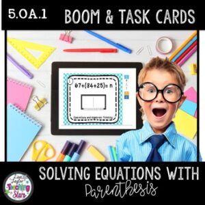 Boom Cards™ Distance Learning Solving Equations and Task Cards