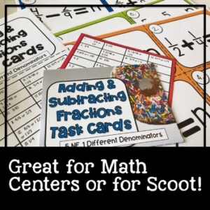 Math Task Cards Adding and Subtracting Fractions 5th Grade