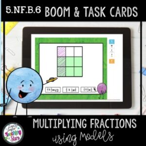 Boom Cards™ | Distance Learning | Multiplying Fractions using Models Task Cards
