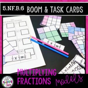 Boom Cards™ | Distance Learning | Multiplying Fractions using Models Task Cards