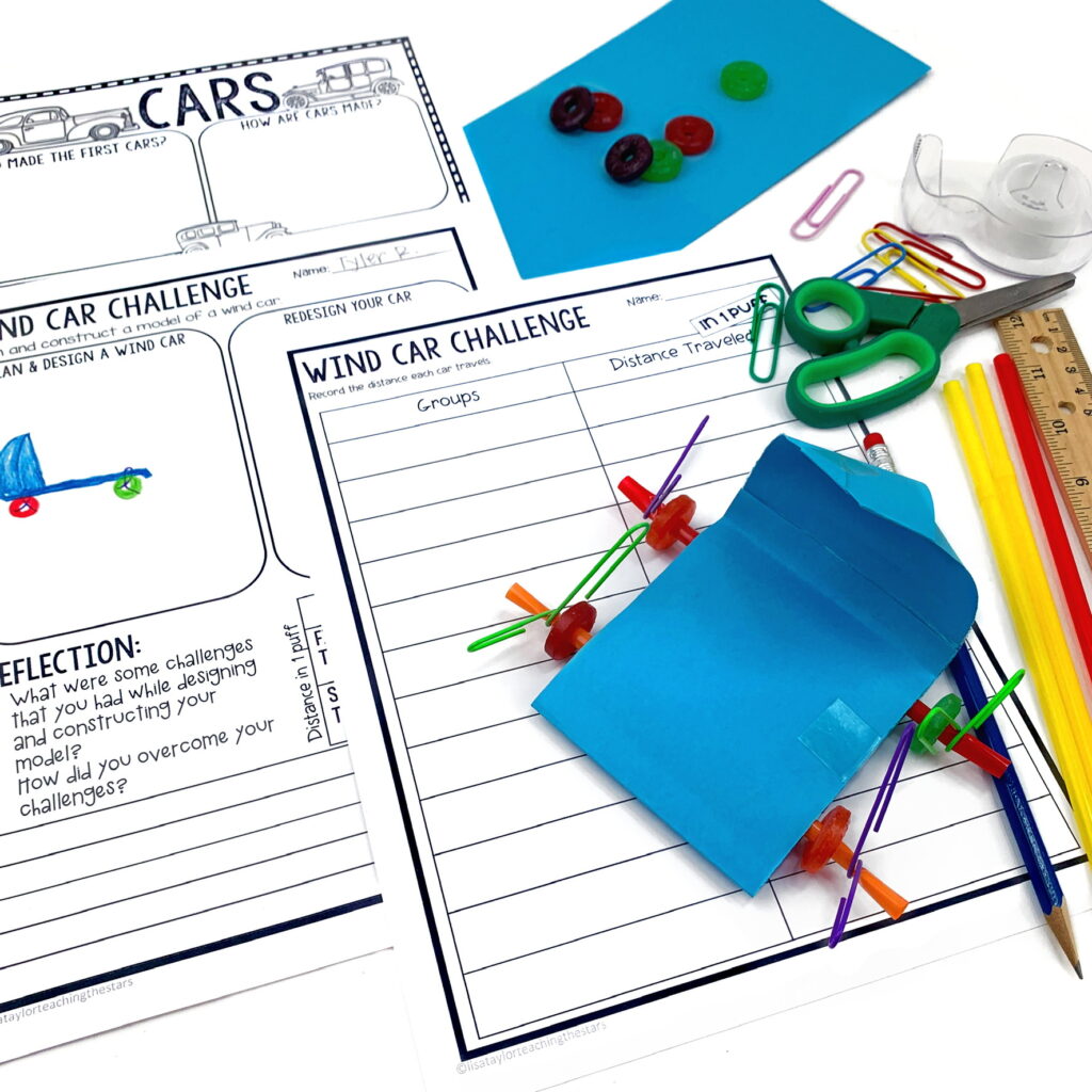 earth day activities for kids: wind car stem activity
